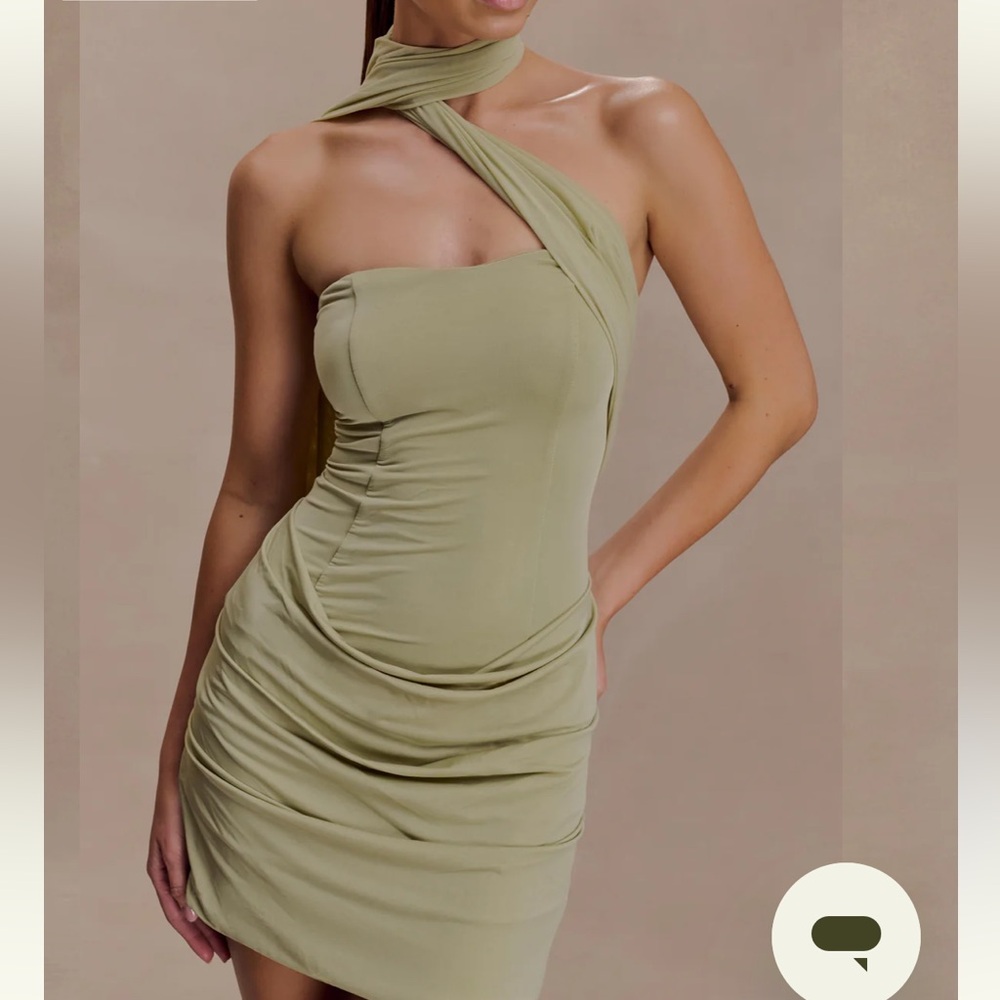 Meshki Mattea Sage Green Mini Dress